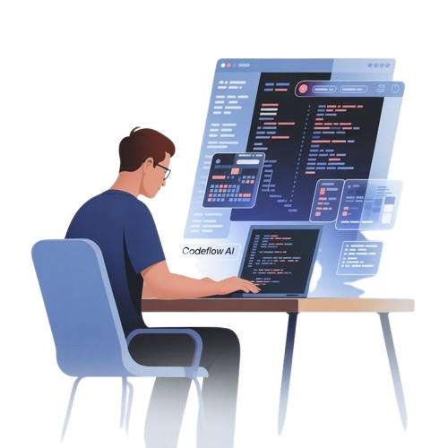Illustration of a developer writing code